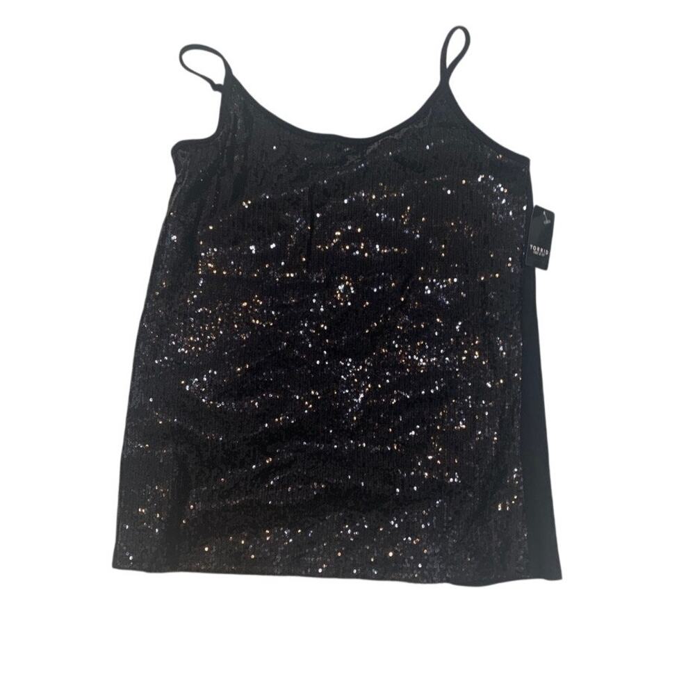 Torrid 2 sequin front Foxy tank cami top layering shell TS 3379